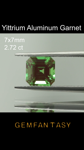 Piedra cortada - YAG verde-rojo Czochralski (tirado) cultivado en laboratorio, 7x7 mm 2,34-2,81 quilates - Vídeo 1 de 1