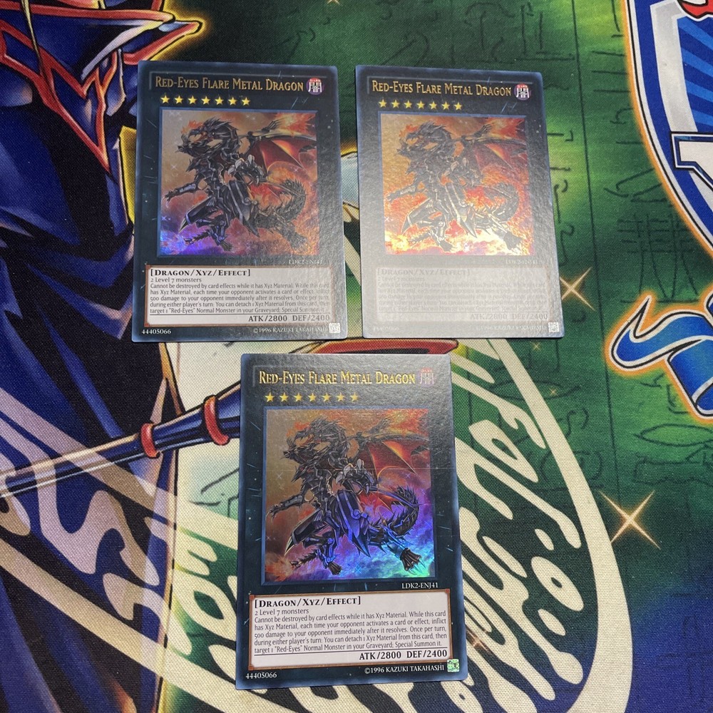Yugioh! Red-Eyes Flare Metal Dragon x3 LDK2-ENJ41 Playset NEW Unlimited NM/M