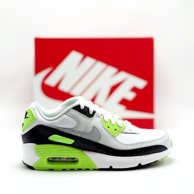*NEW* Youth Grade-School Nike Air Max 90 LTR (GS) White/LT Smoke (CD6864 130)  
