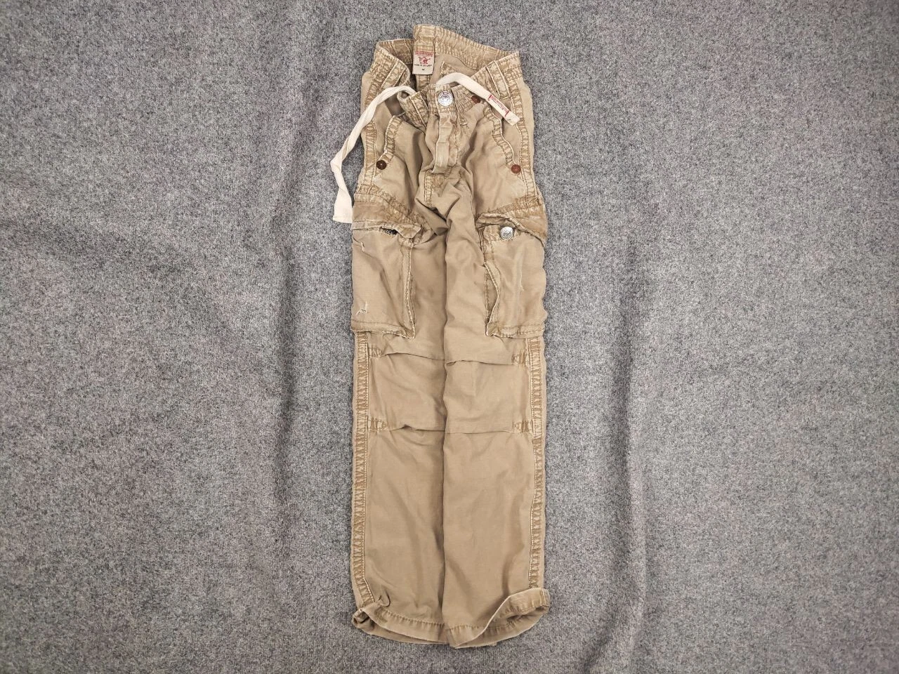 Pantalon cargo baggy vintage True Religion beige délavé style suprême année 2000