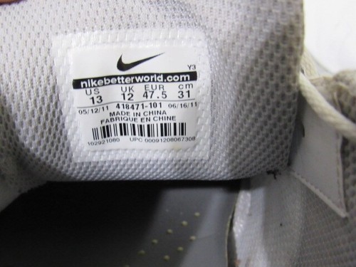 Nike Golf Shoes Cleats Flywire Lunarlon Size 13 Mens White Gray Black 418471-101 - Afbeelding 8 van 11