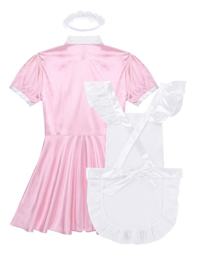 Men's 3Pcs Halloween Maid Role Play Uniform Outfit Cosplay Costume Nightwear - Picture 42 of 60