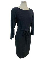 New Calvin Klein BLACK/Silver Self Belt Cocktail Party Sheath Dress EZ Fit sz 10