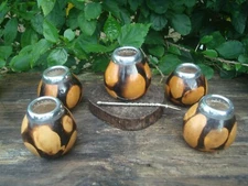 Argentina Mate Gourd Hand Made Natural Tea Cup + Straw -Yerba Mate Smoked02