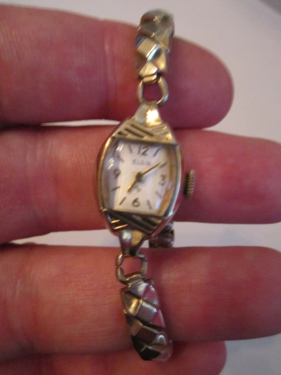 VINTAGE LADIES' ELGIN WATCH - WIND UP - BUBBLE CRYSTAL
