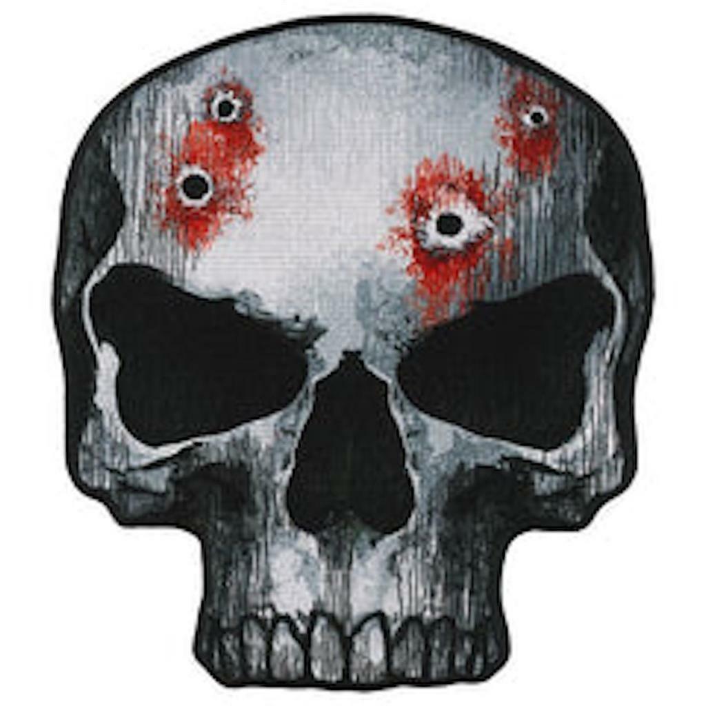 9 X 10 INCH SKULL FACE WITH BULLET HOLES PATCH PA1389 jacket BIKER EMBROIDERED s