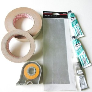 Model Making Lot Squadron Green Putty, Permacel Double Tape, Testors Krome Foil
