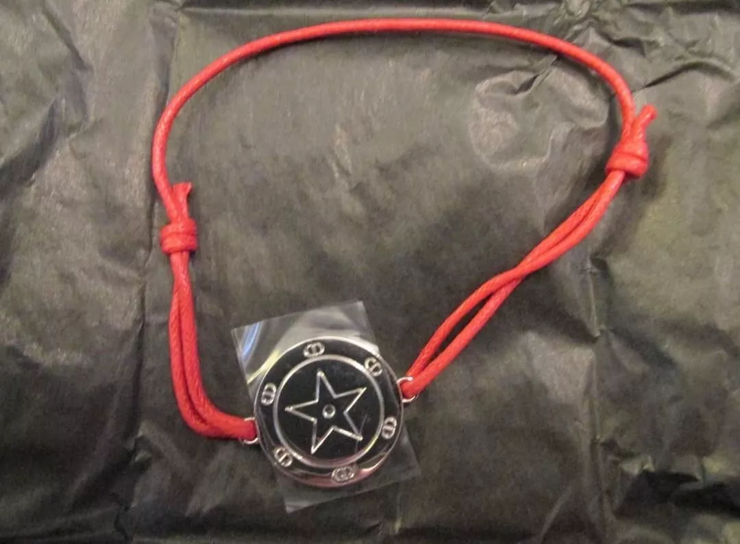 Christian Dior Etoile Silver Star Medallion Charm Red Cord