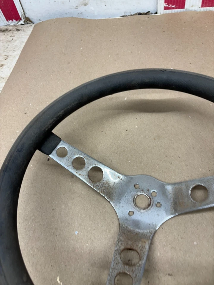 VOLANTE USADO AFTERMARKET 3 RAIOS CROMADO GM FORD DODGE HOT RAT ROD PROJETO - Imagem 3 de 4