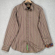 Robert Graham Shirt XL Multicolor Striped Flip Cuff Long Sleeve Preppy Button Up