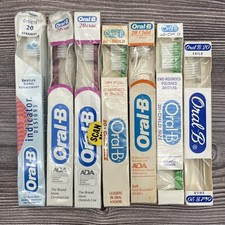 7 Lot VTG 1980s Oral-B 20 CHILD 3 ROW Toothbrush NIB Clear Round soft Bristles