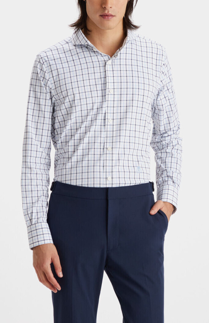 Повседневная рубашка приталенного покроя в клетку G/FORE Tattersall в современном стиле с отложным воротником Sz M $185