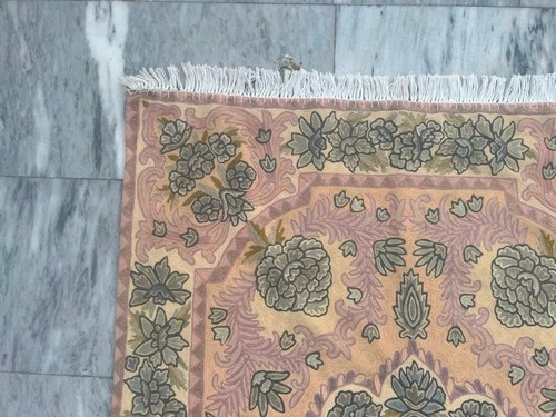 Vintage French Style Aubusson Rug Needlepoint Chain stitch Rug 3x5 ft Free Ship - Picture 6 of 7