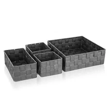 BROOKSTONE, [4 PCs] Woven Storage Basket, Suitable for Any Décor Style,