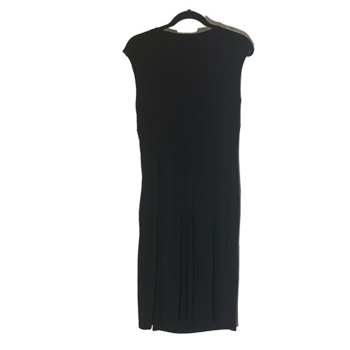 Ralph Lauren Black Jersey Knit Cap Sleeves Side Ruched Classic Midi Dress 12 - Picture 5 of 9