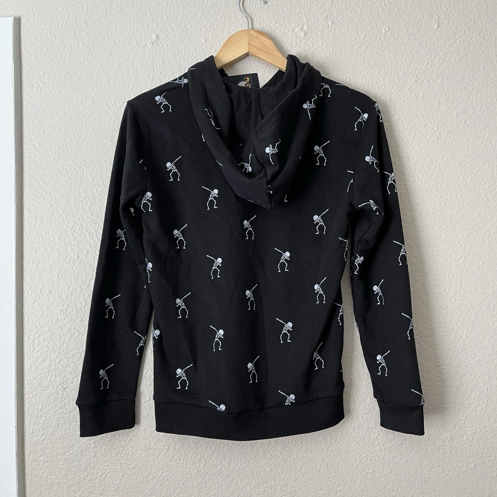 UNDERCOVER Felpa con cappuccio scheletro tempo segreto denim e fiori nuova con etichetta pullover Halloween