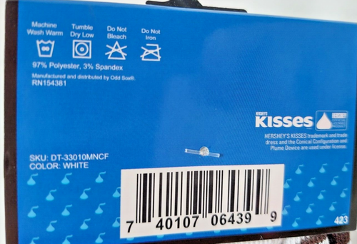 Calcetines blancos Hershey's Kisses Candy Crew para hombre talla 6-12 nuevos en paquete - Imagen 3 de 4