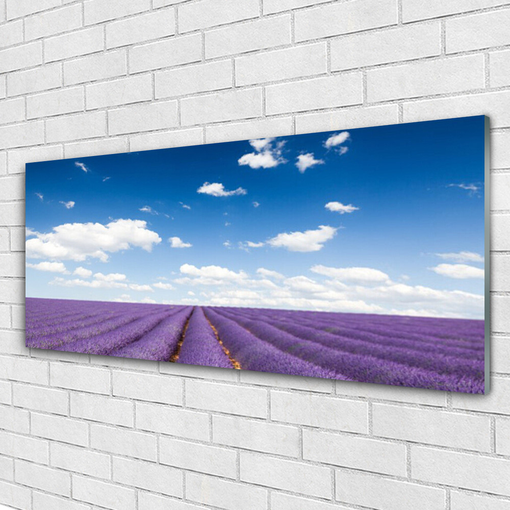 Tableau nature fleurs prairie 125x50cm impression sur verre acrylique