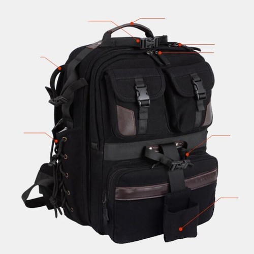 Profession Digital DSLR SLR Camera Bag Rucksack Canvas BackpackS Travel Packsack - Picture 3 of 12