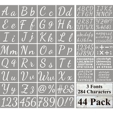 Large Letter Stencils for Painting on Wood - 44 Pack Alphabet 8" x 5"