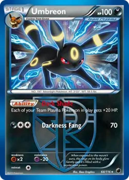 Umbreon - 64/116 - Pokemon Plasma Freeze Black & White Holo Rare Card NM