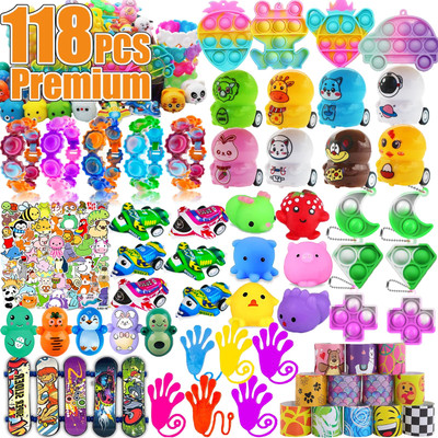 118 Piezas Juguetes Para Bolsas De Cumpleaños Niños Niñas Recuerdos Fiesta Set