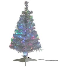 Christmas Tree 3Ft Fibre Optic White Habitat Pre Lit Small Multicolour Tree