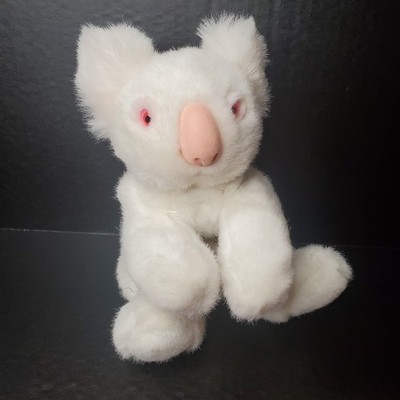 VTG Aurora Albino Koala Plush White Bear 11'' PINK EYES Flocked Nose Rainbow Tag