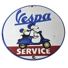 Vintage Vespa Sign - Snoopy Gas Service Station Porcelain Advertising Sign
