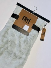 FRYE Faux Fur Throw Blanket 50 x 70" NWT Reversible Mint Green Lt. Sage TEXTURED