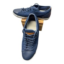 GEOX Men's 10 Respira Blue Leather Low Top Sneaker Casual Comfort