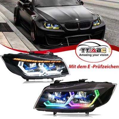 LED-Scheinwerfer RGB Weiß/Bernstein Tagfahrlicht für BMW E90 E91 Halogen/Xenon