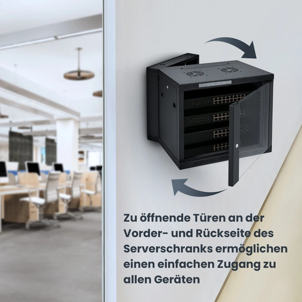 Extralink 9U 600x600 AZH Black | Rack cabinet | wall-mounted two-section Extral