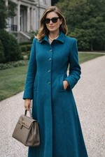 VTG 1970s Pendleton Virgin Wool Lined Teal Trench Coat Women's Size 10 Old Money