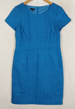 Talbots Dress Womens 6petite Blue Textured Sheath Lined Office Career