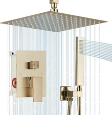 Shower Faucet Set Rain Shower System with 10 Inches Rain Shower Head and Hand...