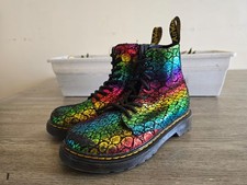 Doc Martens 1460 Pascal Boots Youth Size 2 Shoes Rainbow Croc Metallic Suede