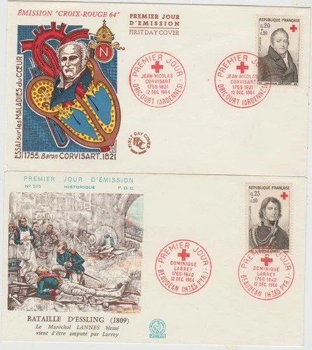 France 1964  2 FDC  Red Cross issue  good condition