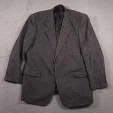 Bert Pulitzer Blazer Mens 42 Gray Herringbone Wool Angora Lined 2 Button Vented