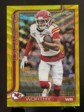 2025 Topps Chrome Football Xavier Worthy Yellow Wave Refractor #20/275 Chiefs