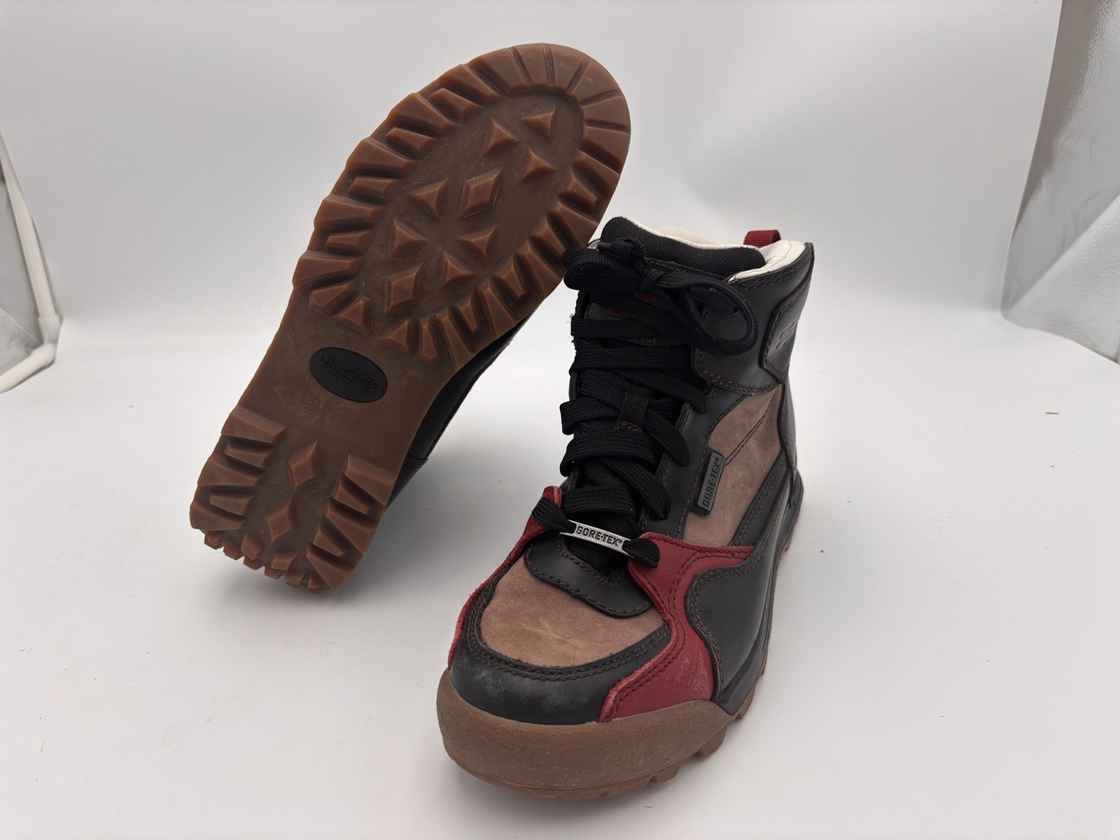 Vasque Hiking Boots Mens 8 Black Red Brown GoreTex GTX Knockout Leather Outdoor-image