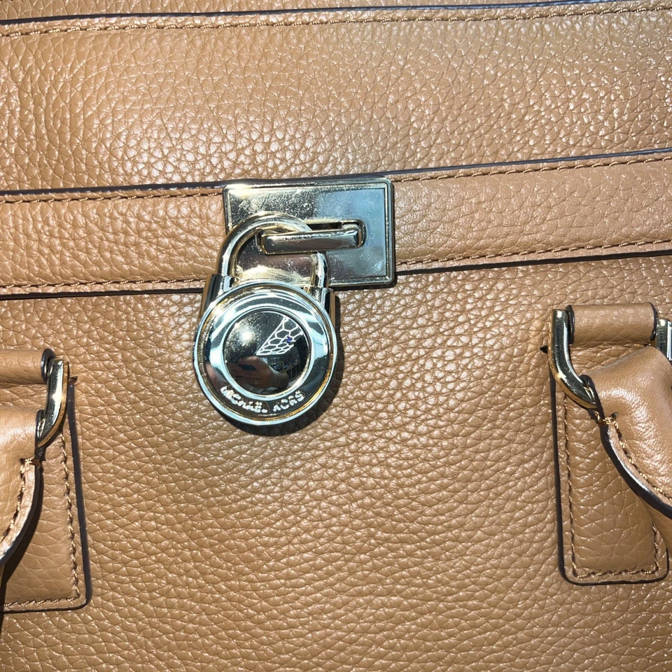 Michael Kors Hamilton Brown Leather Double Strap Shoulder Bag Gold Hardware - Image 2 of 4