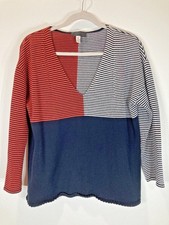 Womens Vintage 90s CARLO COLUCCI V-Neck Striped Sweater Sz 46 / USA Sz: 8-10