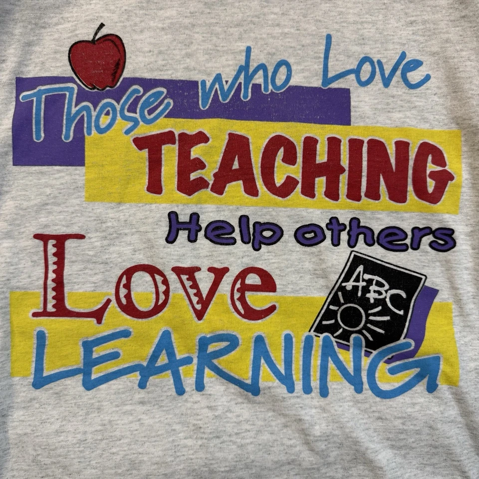 Camisa de profesor vintage años 90 puntada única amor enseñanza amor aprendizaje FOTL mejor L Foto 3 de 4