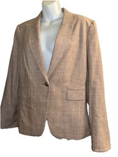Veronica Beard Diego Dickey Blazer Tan Cream JACKET Sz 14 NEW Cotton  Linen