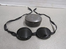 Vintage Swiss Mountain Troop Ski Goggles with Metal Case Military Steampunk