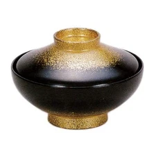 5-Piece Black & Gold Fleck Echizen Lacquer Soup Bowl Set 12 cm (4.7 in) Diameter