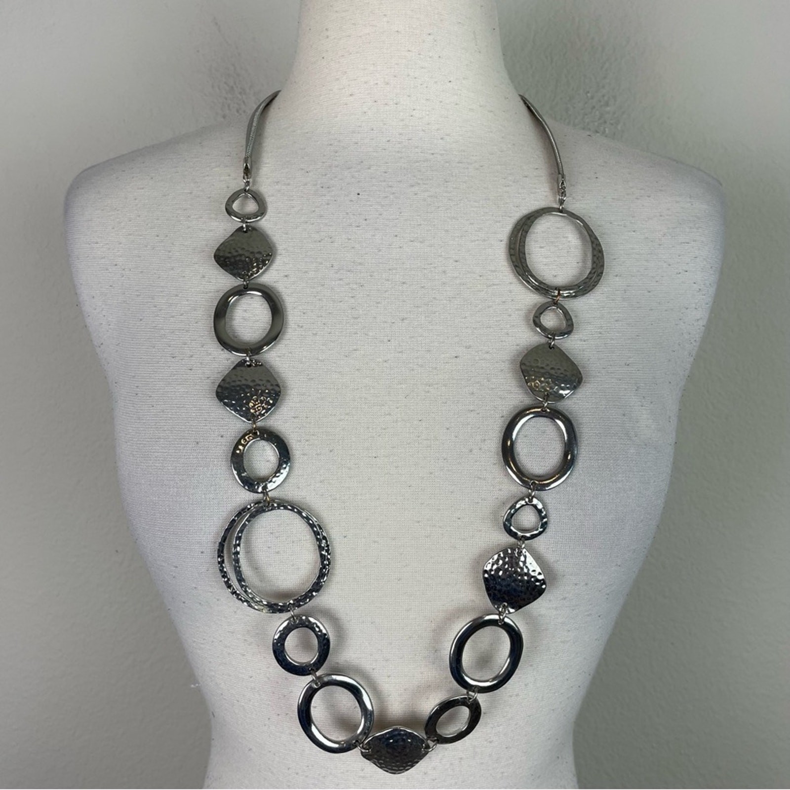 Chico's Silver Circle Statement  Necklace - image 1