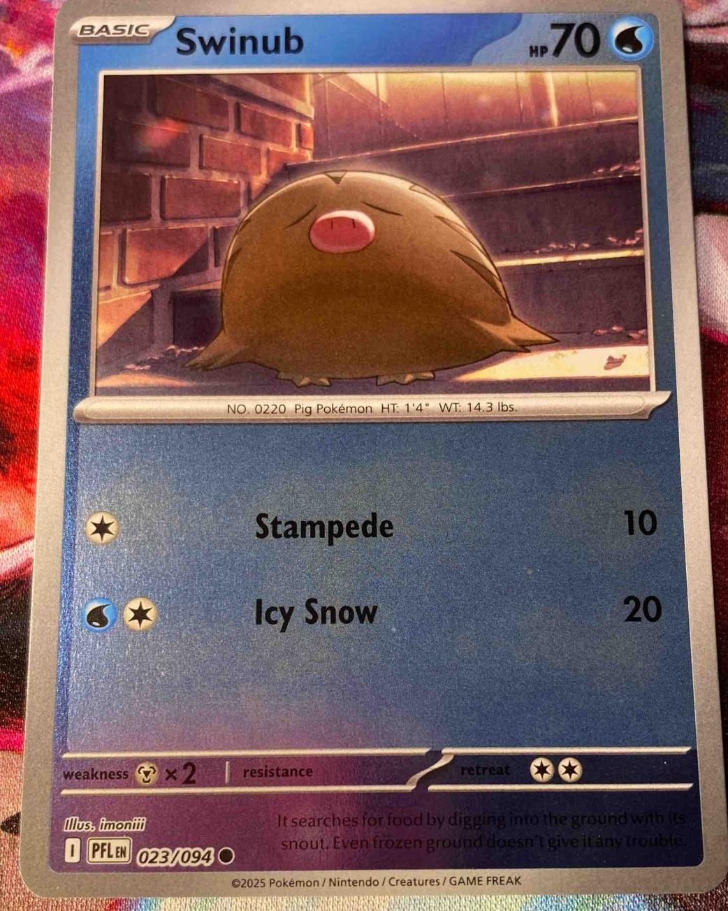 2025 Pokemon Phantasmal Flames Swinub #023/094 Common Reverse Holo Foil