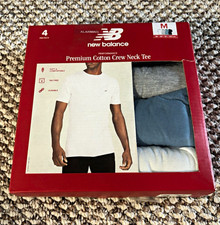 New Balance Premium Cotton Crew Neck Tee 4-Pack Tagless Short Sleeve M W/G/B